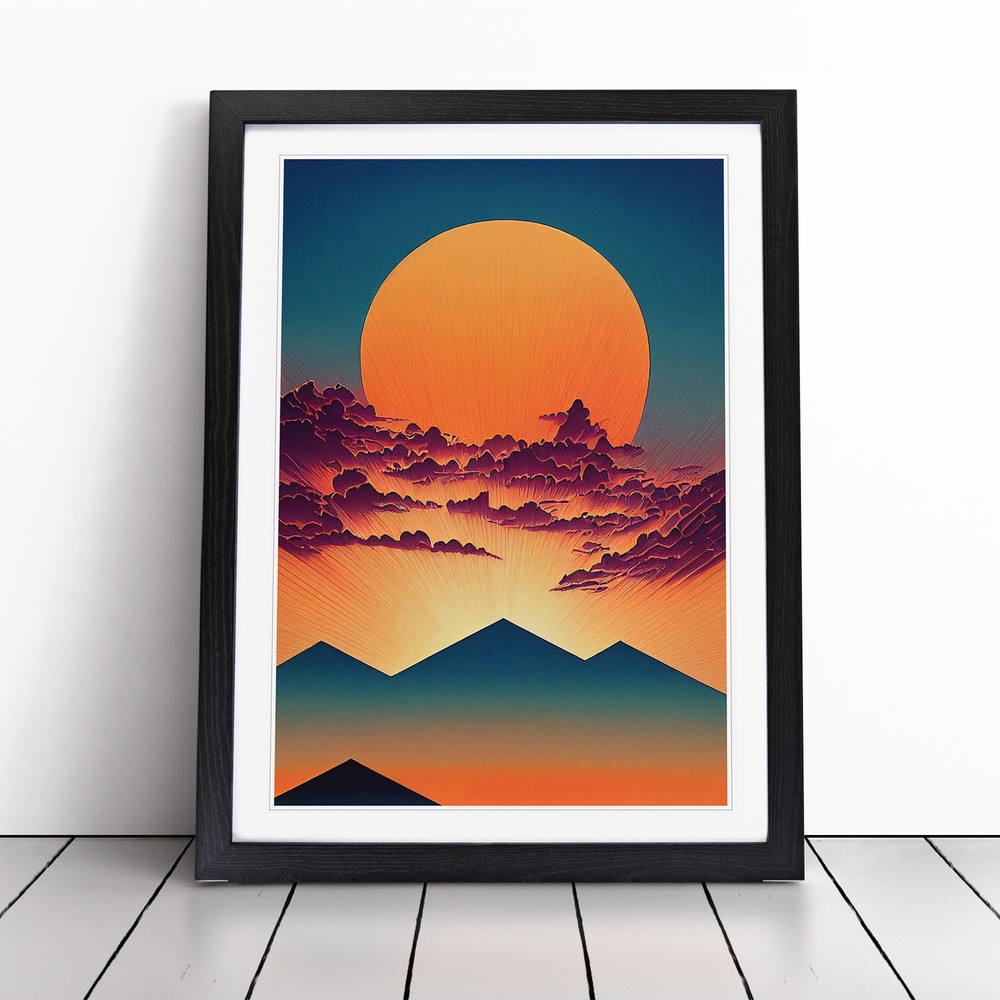 Mountain Sunset Abstract No.3 Wall Art Print Framed Canvas Picture Poster Decor