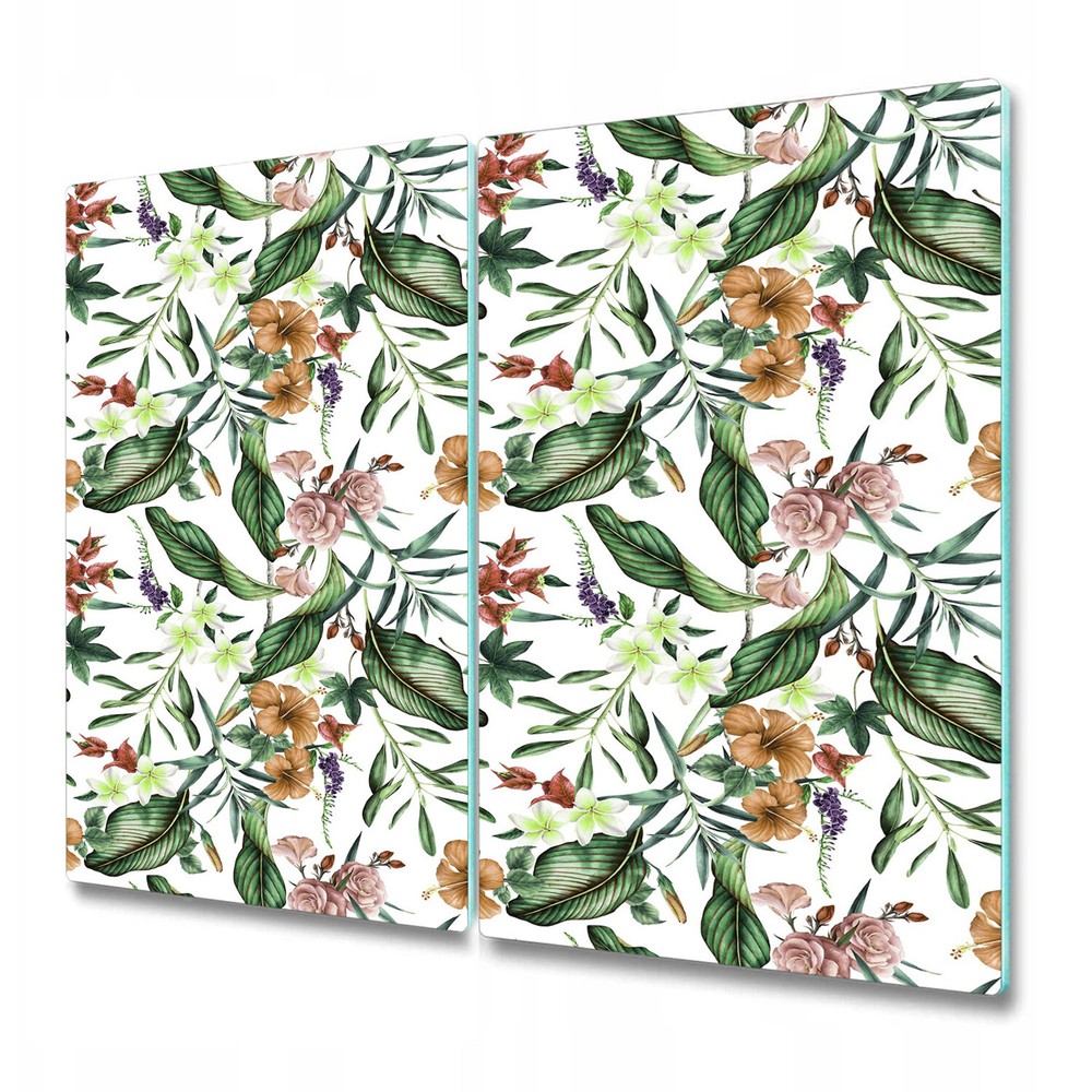 Glass Worktop Kitchen Chopping Board Spring Bouquet Flowers and leaves Floral