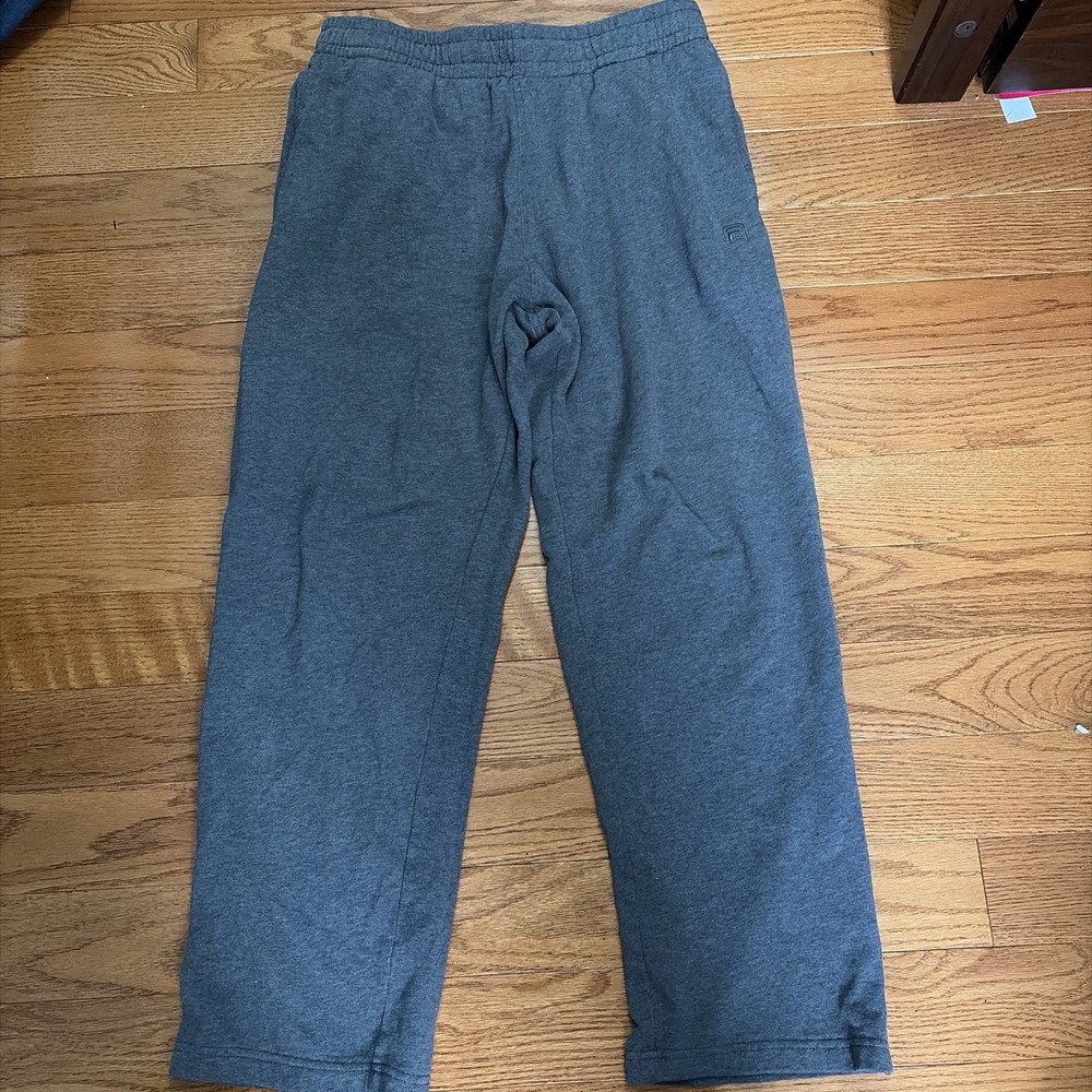 Men's Gray Knit Sweatpants Straight Leg Pockets Elastic Waist Drawstring