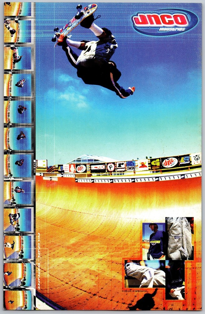 DAMAGED JNCO Phil Hajal Print Ad Poster Art PROMO Original Skateboarding 1998