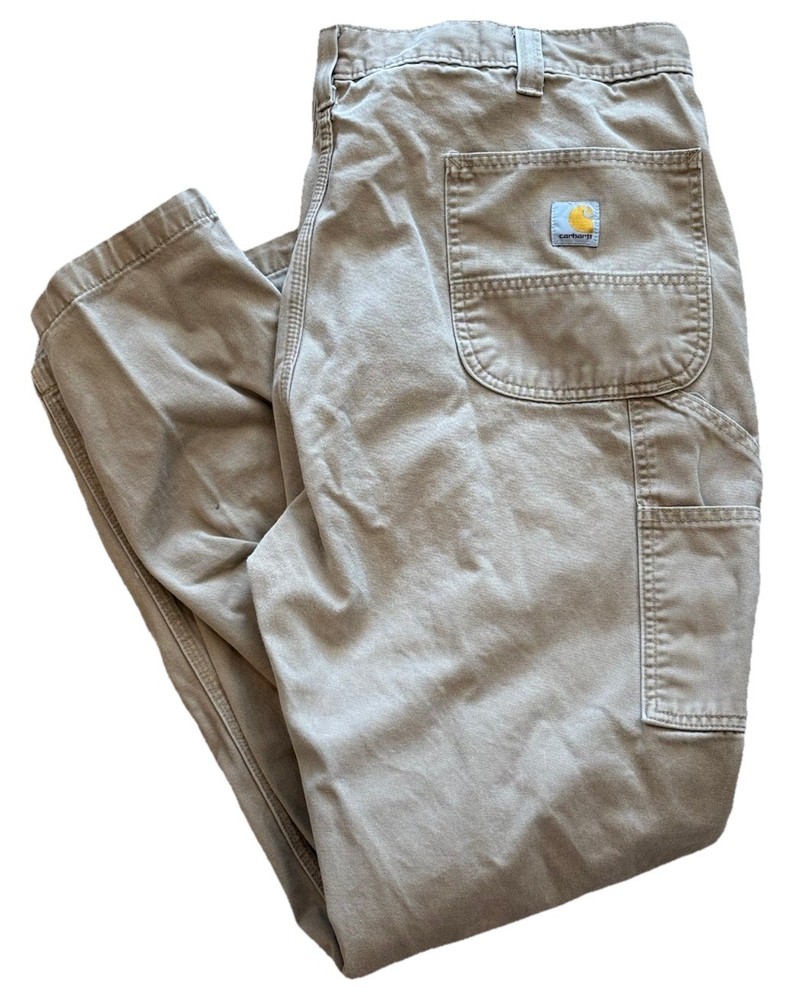 Carhartt Carpenter Tan Khaki Workwear Pants Relaxed Fit Men’s Size 44x32