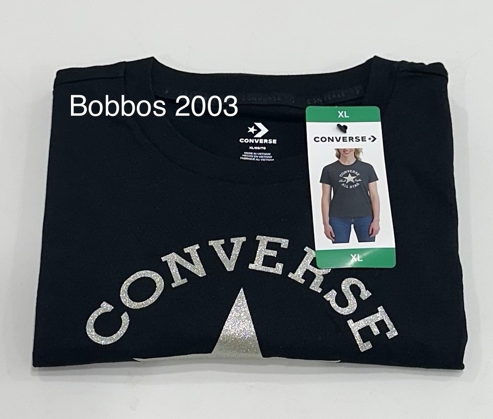 Converse Women's All Star Chuck Taylor Short Sleeve T-Shirt, Black, Size XL
