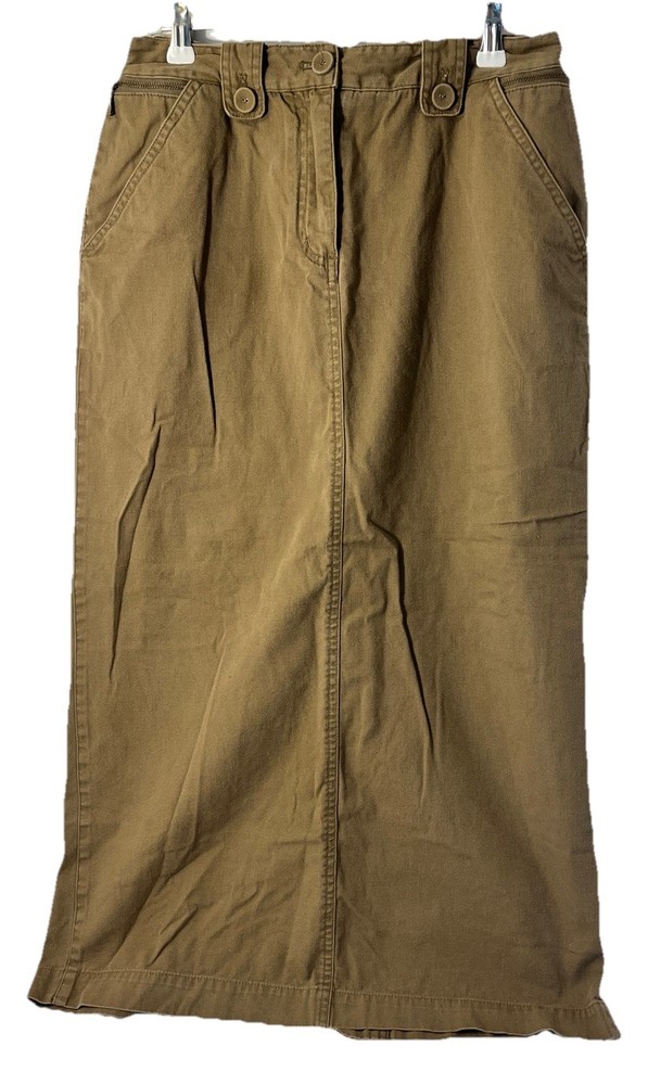 Christopher & Banks Tan Pencil Skirt Women's Size 4 Front Pockets Classy Cotton