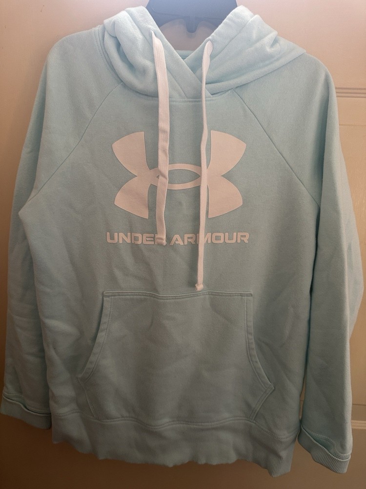 Under Armour Women's Pullover Hoodie Light Blue Loose Fit Hooded Size XS
