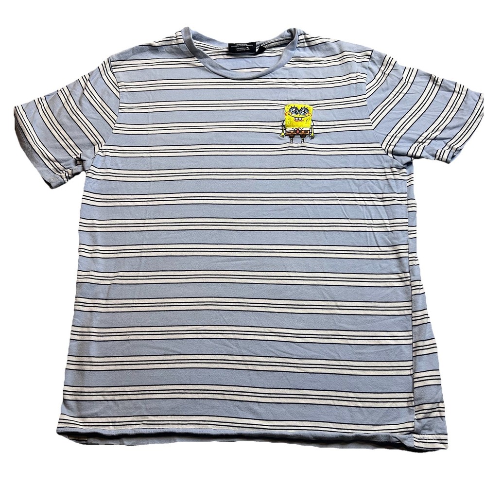 Nickelodeon SpongeBob Square Pants Blue Striped T Shirt Boys Size Medium