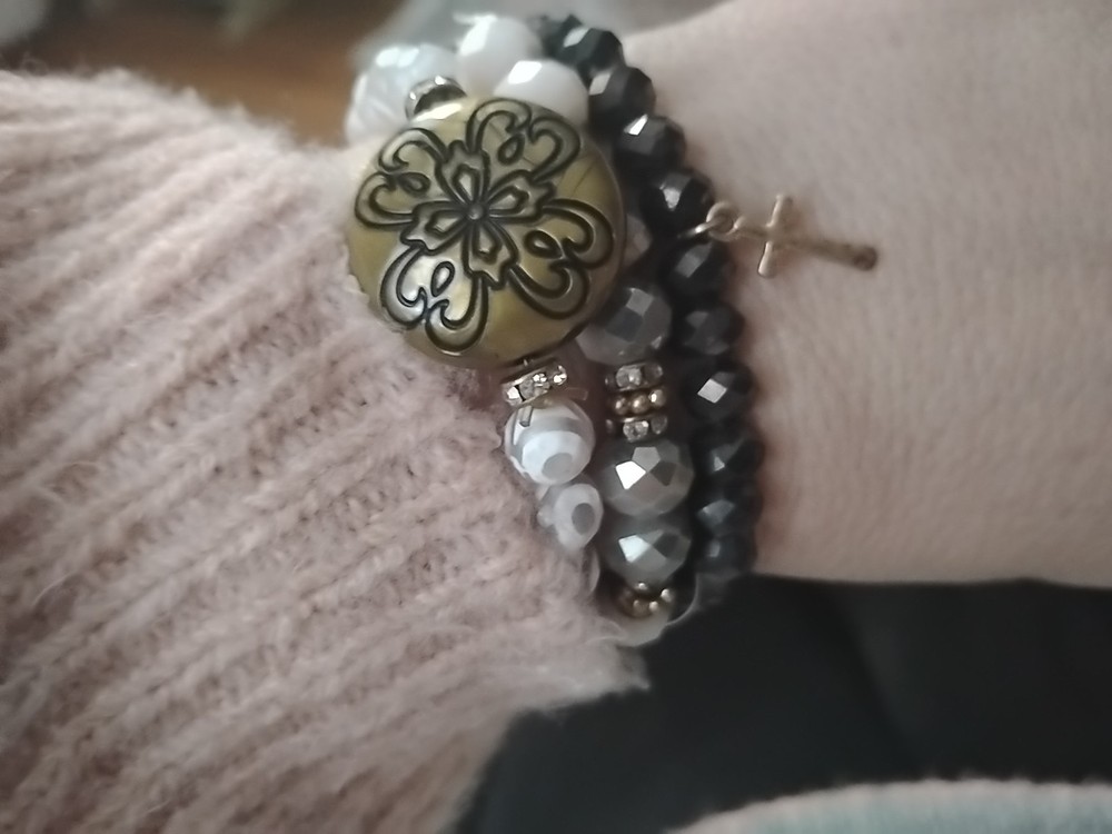 Set Of Three Stretchy Bracelets Fits 6.5 To 7 Wrist