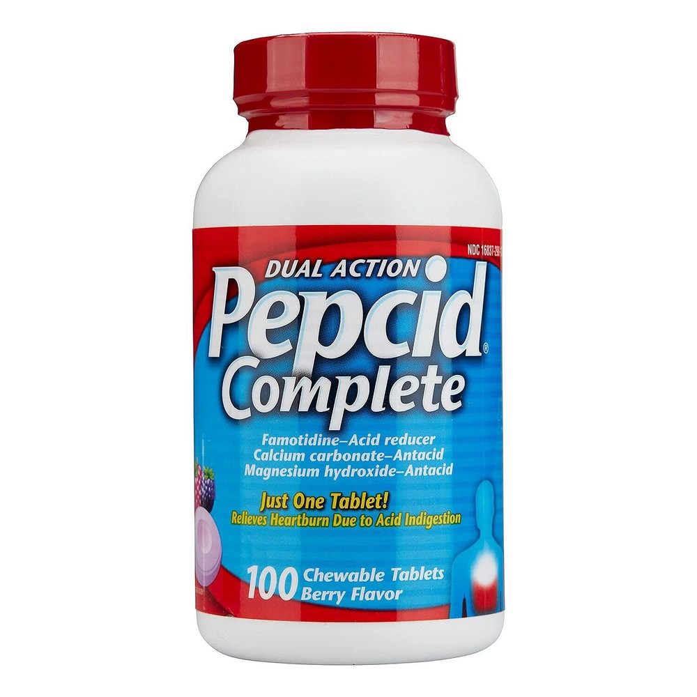 Pepcid Complete Dual Action  Acid Reducer Berry - 100 Chewable Tablets exp 2026-image