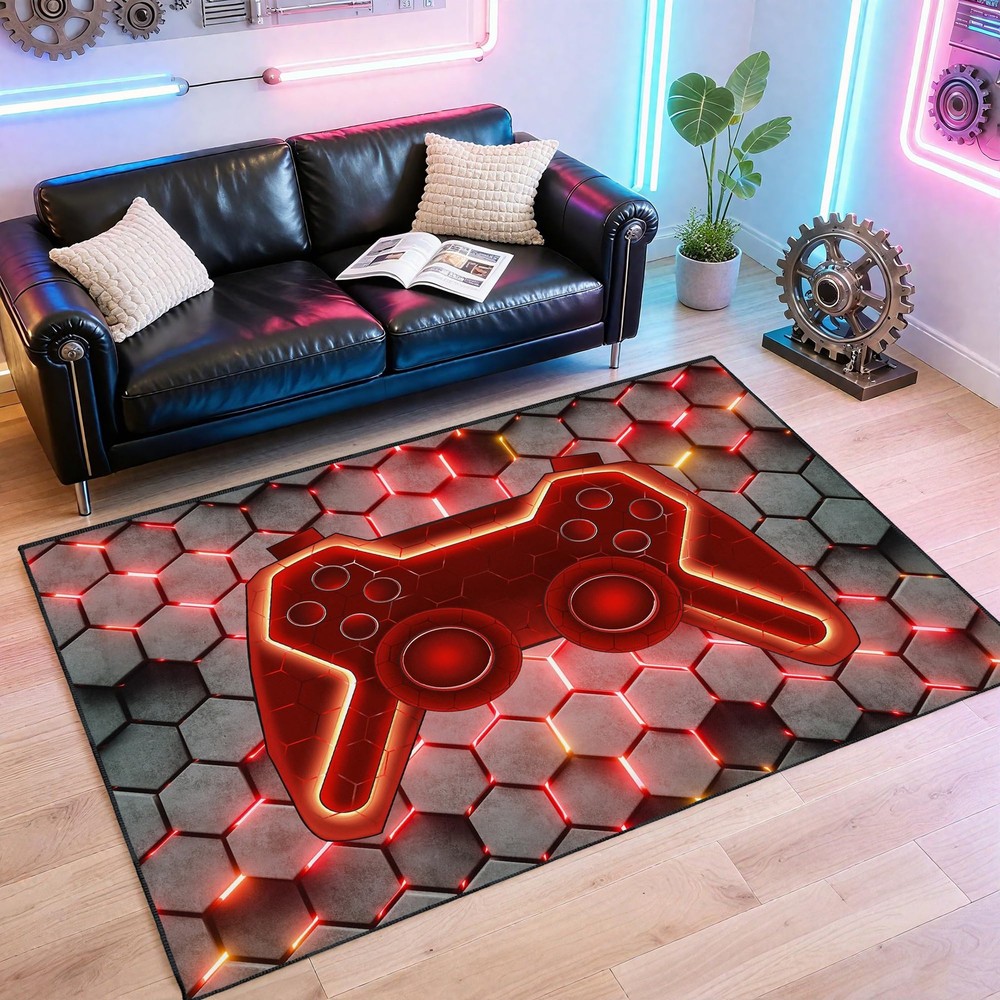 Gamer Rug for Room,3x5 ft Non-Slip Cool Gaming Carpet for Bedroom Livingroom ...