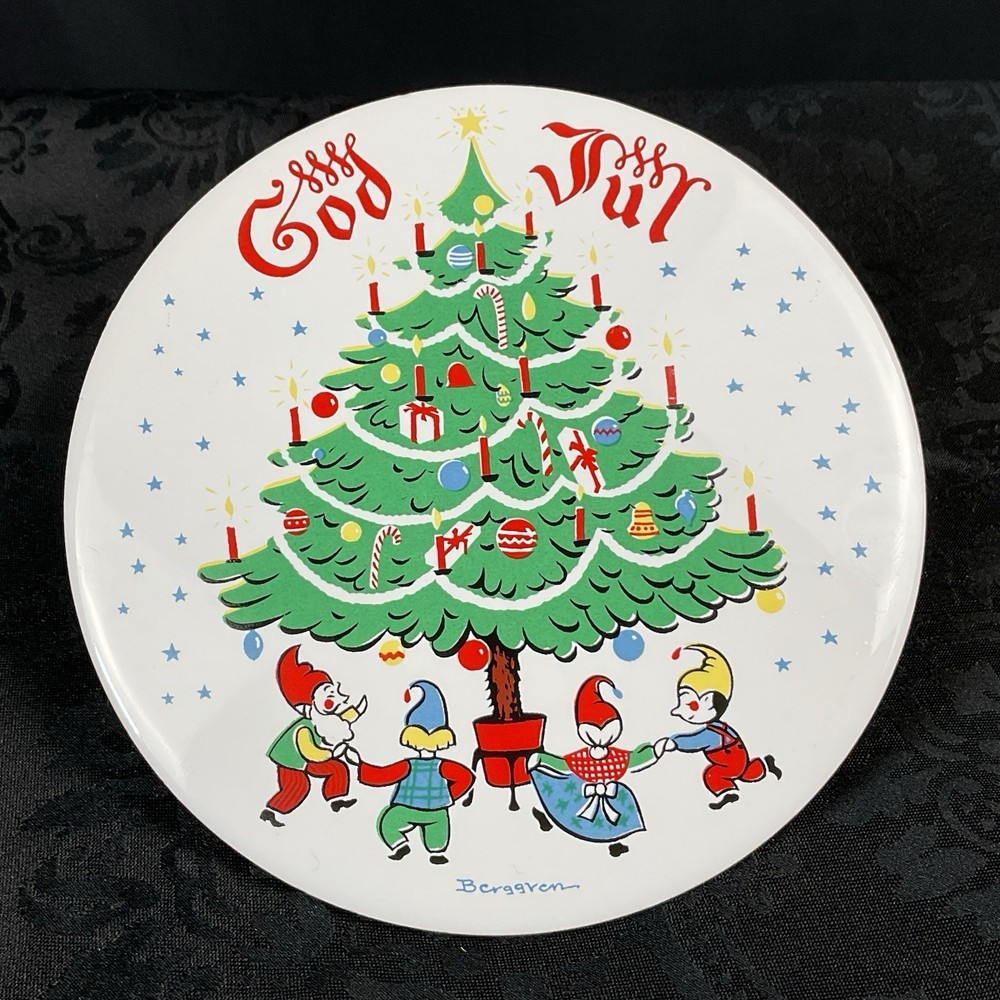 Vintage Berggren Originals Christmas God Jul Trivet Tree Elves Swedish