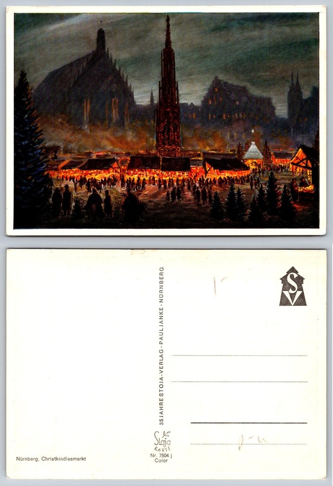 Nuremberg Christkindlesmarkt Christmas Market Germany Vintage Postcard