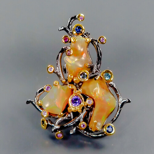 Jewellery Gift 12 ct  Not Enhanced Opal Brooch 925 Sterling Silver  /NB23523