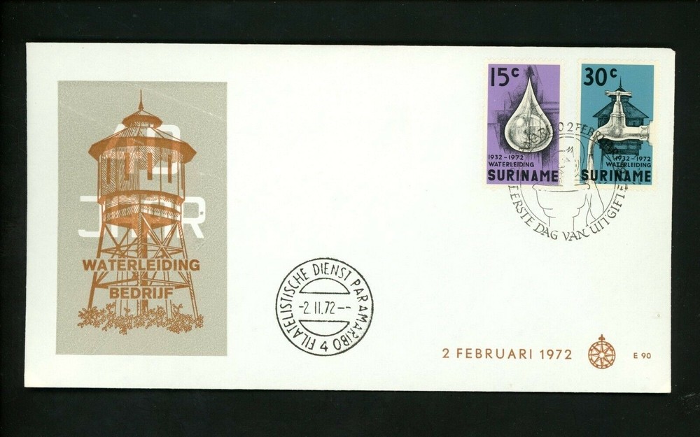 Postal History Surinam FDC #395-396 Water environment 1972