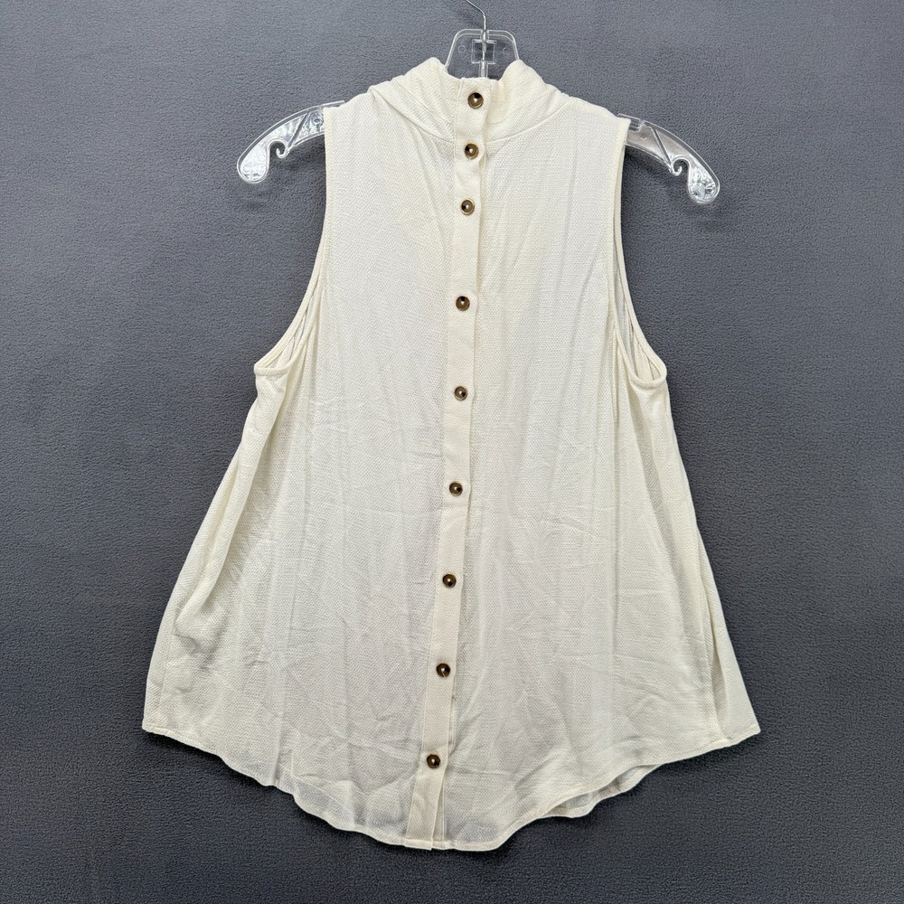 Maeve By Anthropologie Tunic Top Womens 10 Ivory Button Front Sleeveless NWT