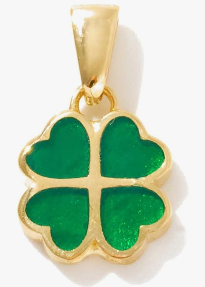 14k Solid Gold Clover Charm Pendant for Women - 9mm Elegant Gift