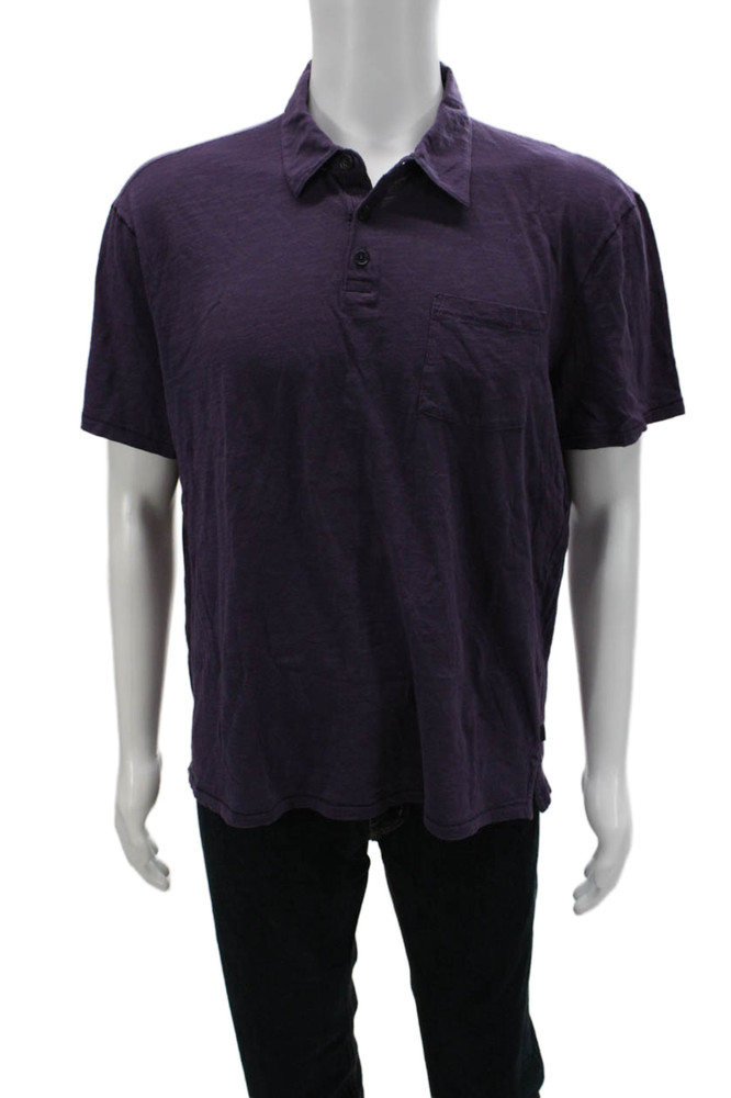 John Varvatos Star USA Mens Purple Collared Cotton Polo Short Sleeve Size XLFree Shipping in US $100+ Orders | $6.95 Orders Below