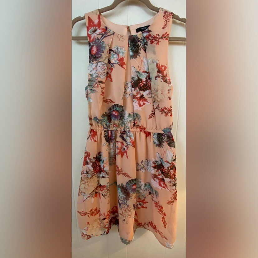 Forever 21 Dress Women’s Medium Pink floral summer Drop Waist Cottagecore