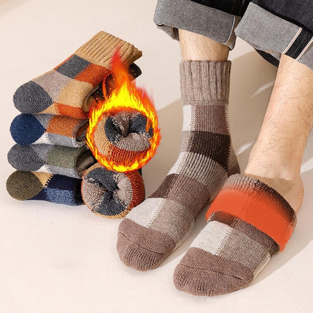 1pairs Winter Warm Thermal Colorblock Thick Wool Socks Plush Soft V9W2