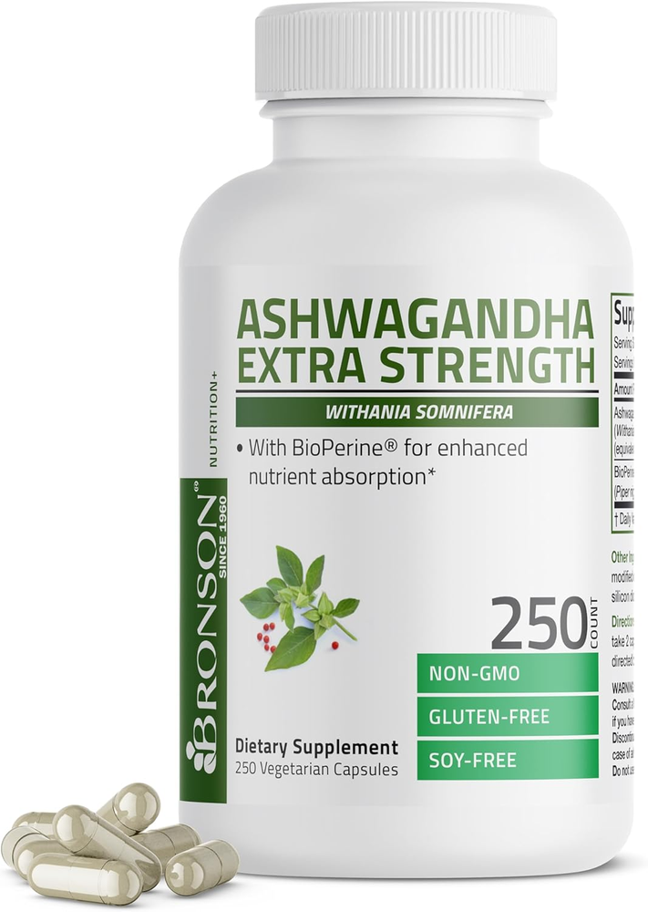 Ashwagandha Extra Strength Stress & Mood Support with Bioperine - Non GMO Formul