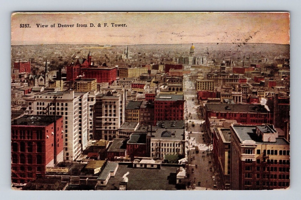 Denver CO- Colorado, Aerial From D&F Tower, Advertisement Vintage c1920 Postcard