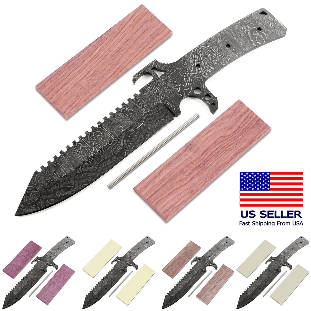 Alien Hunter Damascus Knife DIY Kit with 9 Handle Options