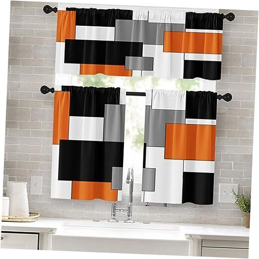 Orange Kitchen Curtains Black Grey 52