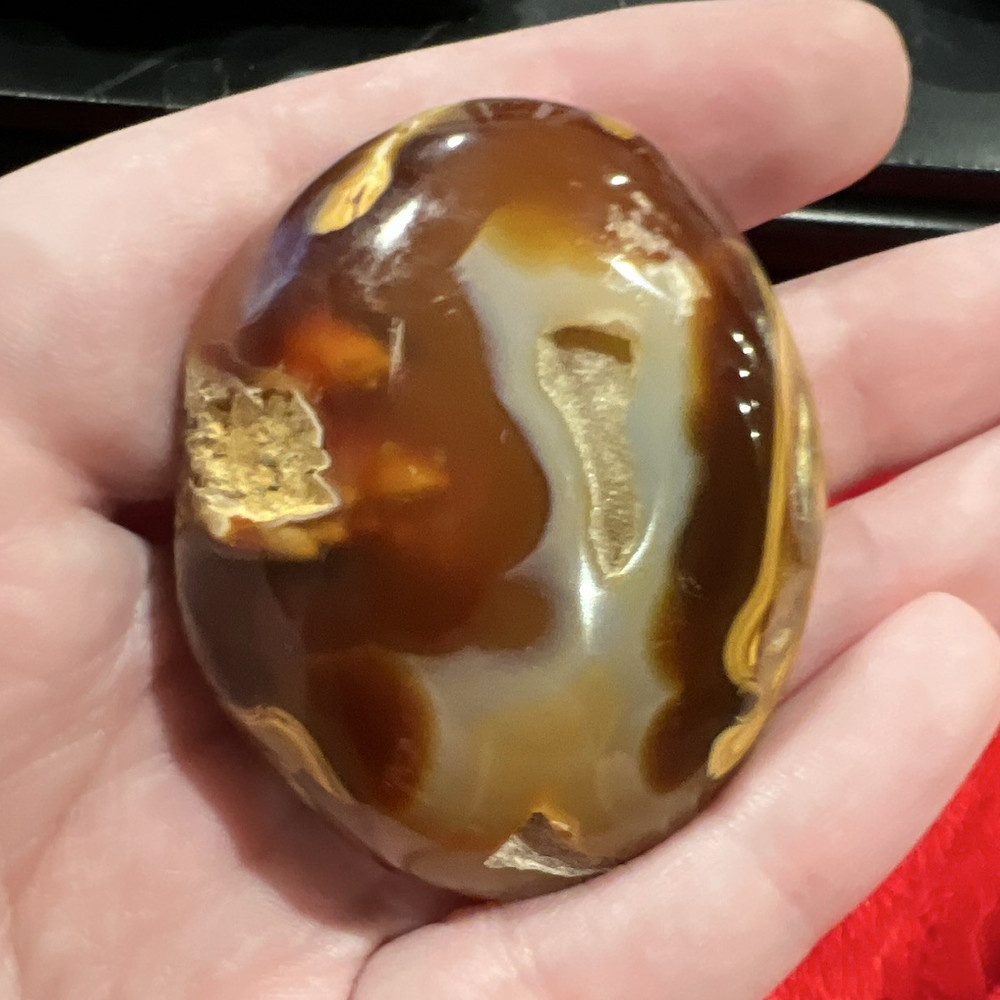 Polished Brown Banded Agate Palm Stone Mineral Specimen 70g Carnelian Crystal