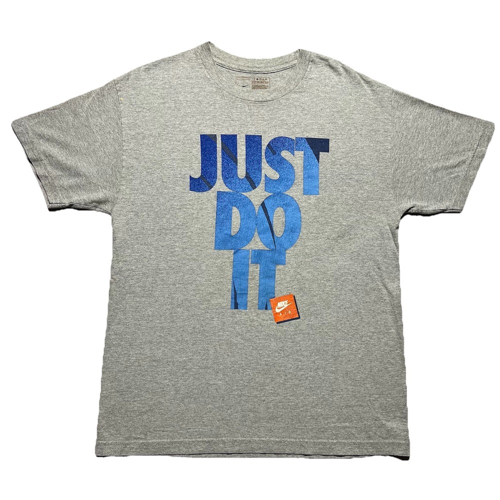 Vintage Nike Just Do It Slogan T Shirt Mens Large L Gray Basketball Y2K Graphic