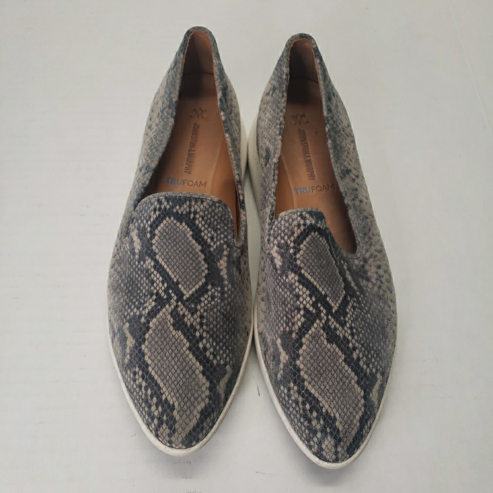 Johnston & Murphy Dakota Slip On Shoes Snake Print Suede Womens Size 8M Taupe