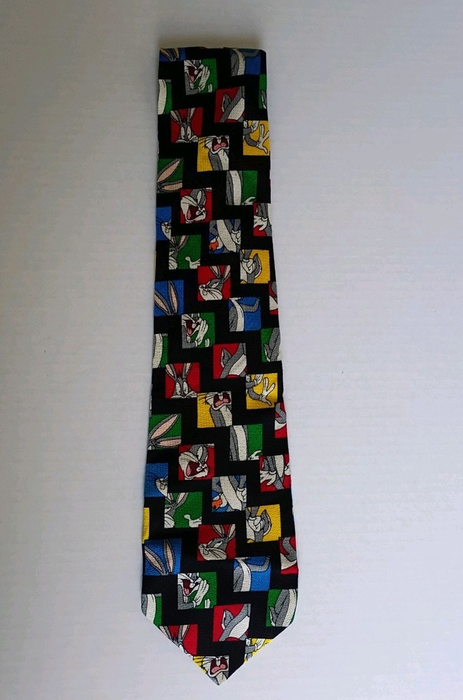Vintage Bugs Bunny Looney Tunes Mania Warner Bros Mens Necktie Tie 1995