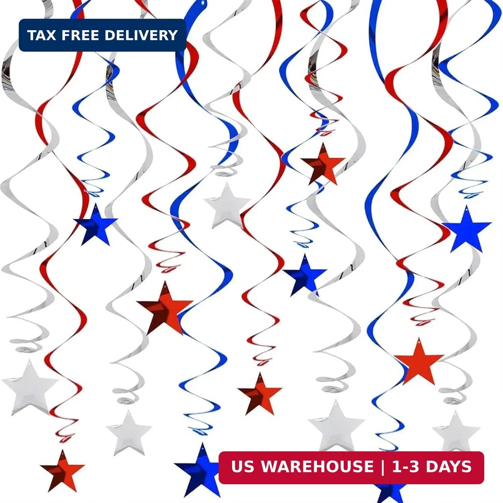 Red Blue Silver Patriotic Star for 4th/Fourth of July Decorations Memorial Day V