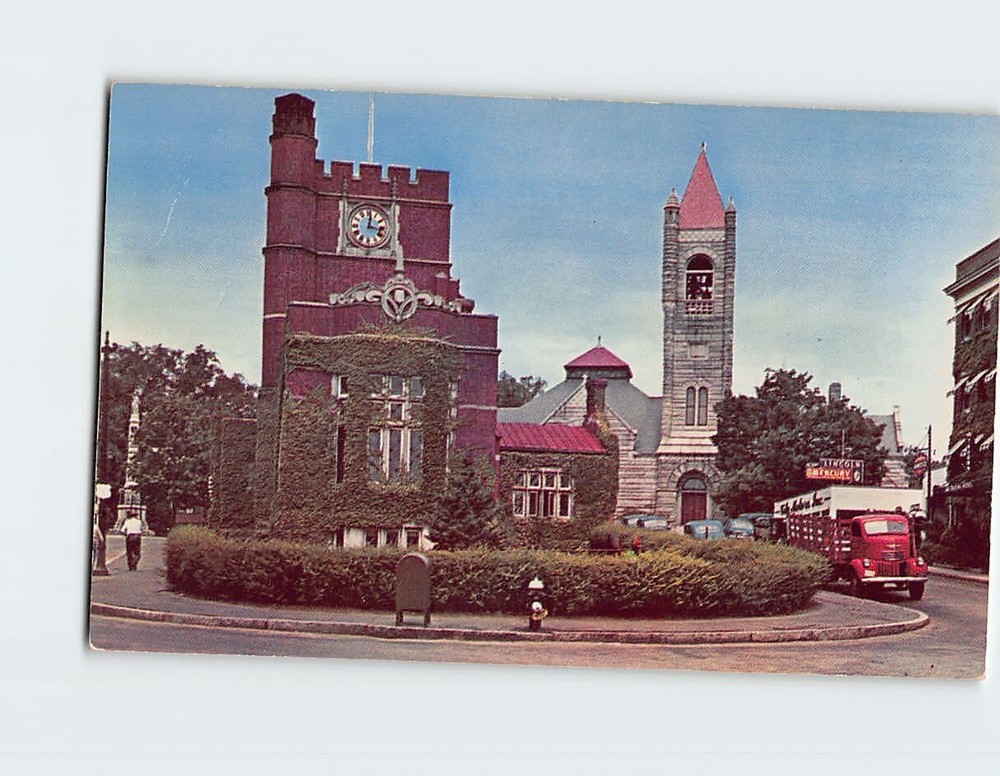 Postcard Public Library, 1st Congregational Church And Tavern, Nashua, N. H.