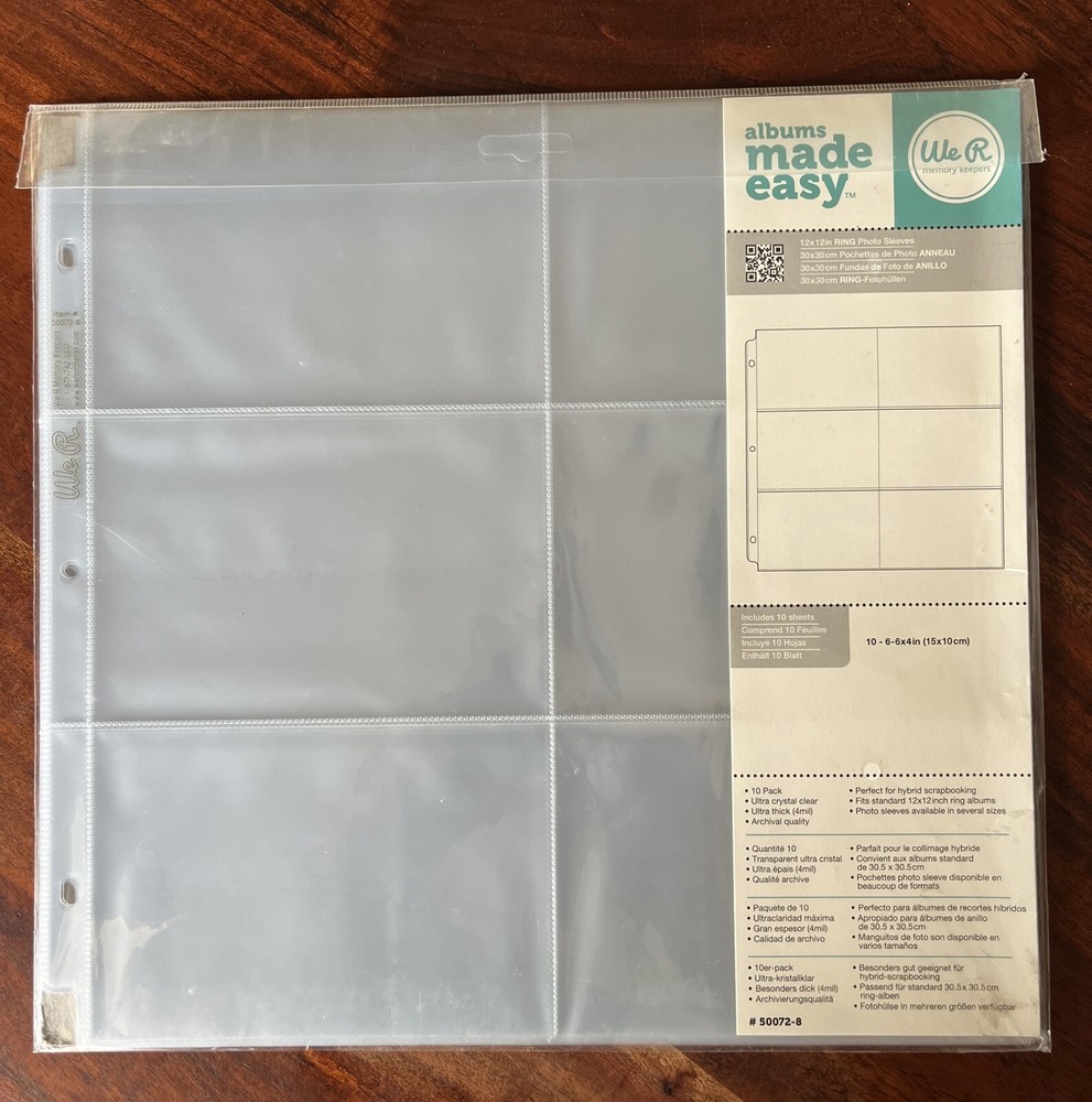 We R Memory Keepers Ring Albums Made Easy #50072-8, Ring Photo Sleeves 10/6”x4”