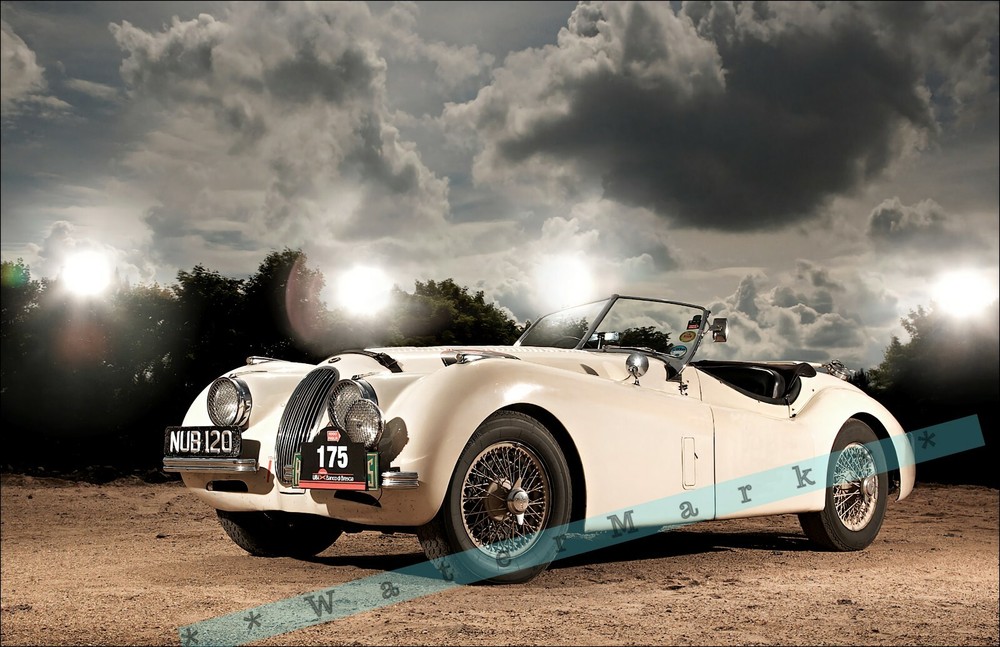 Vintage 1949-54 Jaguar XK 120 Roadster Retro Art Print Poster