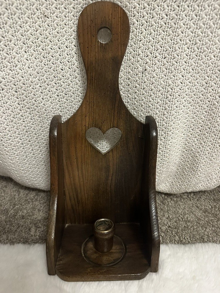 Vintage Wooden Heart Candle Holder Shelf -Hang Or Sit-Unbranded