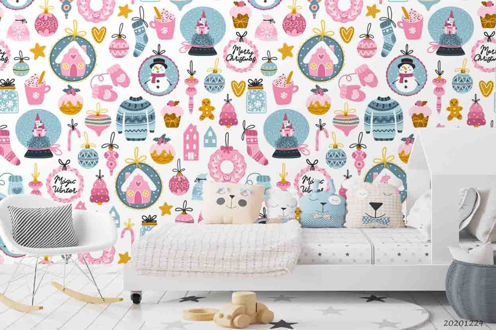 3D Christmas Tree Themes Pattern Wall Murals Wallpaper Murals Wall Sticker