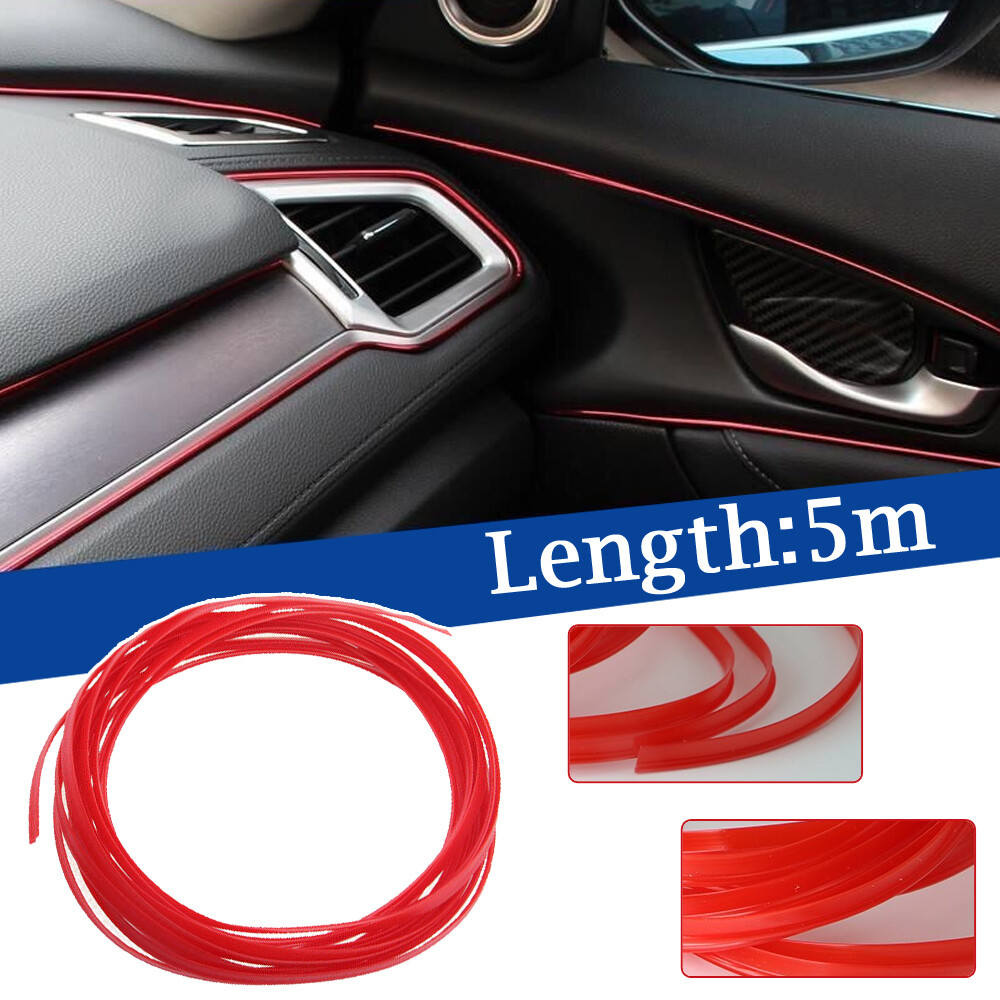 16.4FT Red Car Interior Door Gap Edge Line Molding Trim Strip Decor Accessories