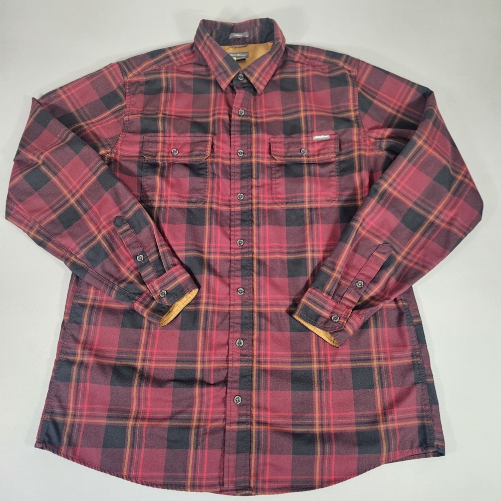 Eddie Bauer Travex Flannel Shirt Mens XLT Red Plaid Long Sleeve Classic Fit