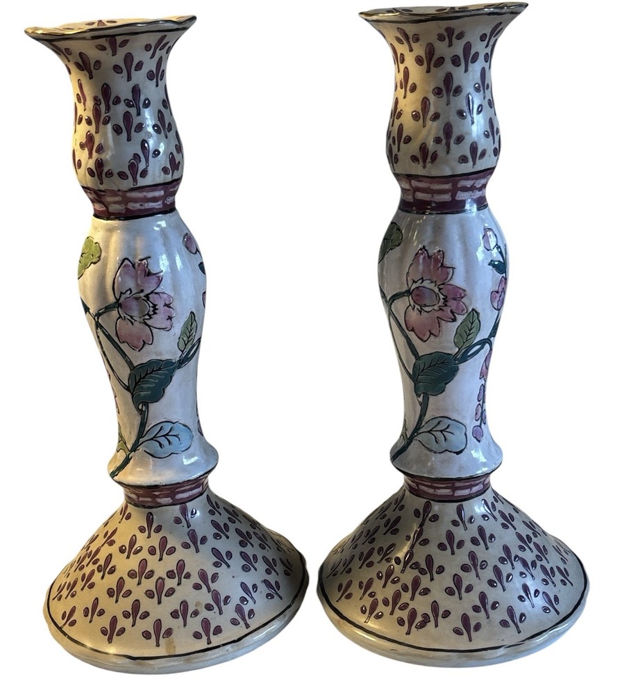 Pair Vintage Candlesticks/Bainbridge Toya/Late 1980’s/Chinoiserie Inspired/China