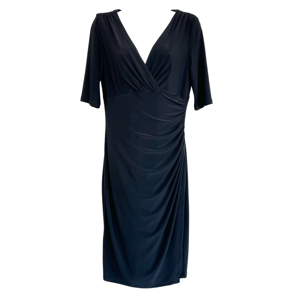 Lauren Ralph Lauren Womens Faux Wrap Ruched Side Dress Size 6 LBD Versatile