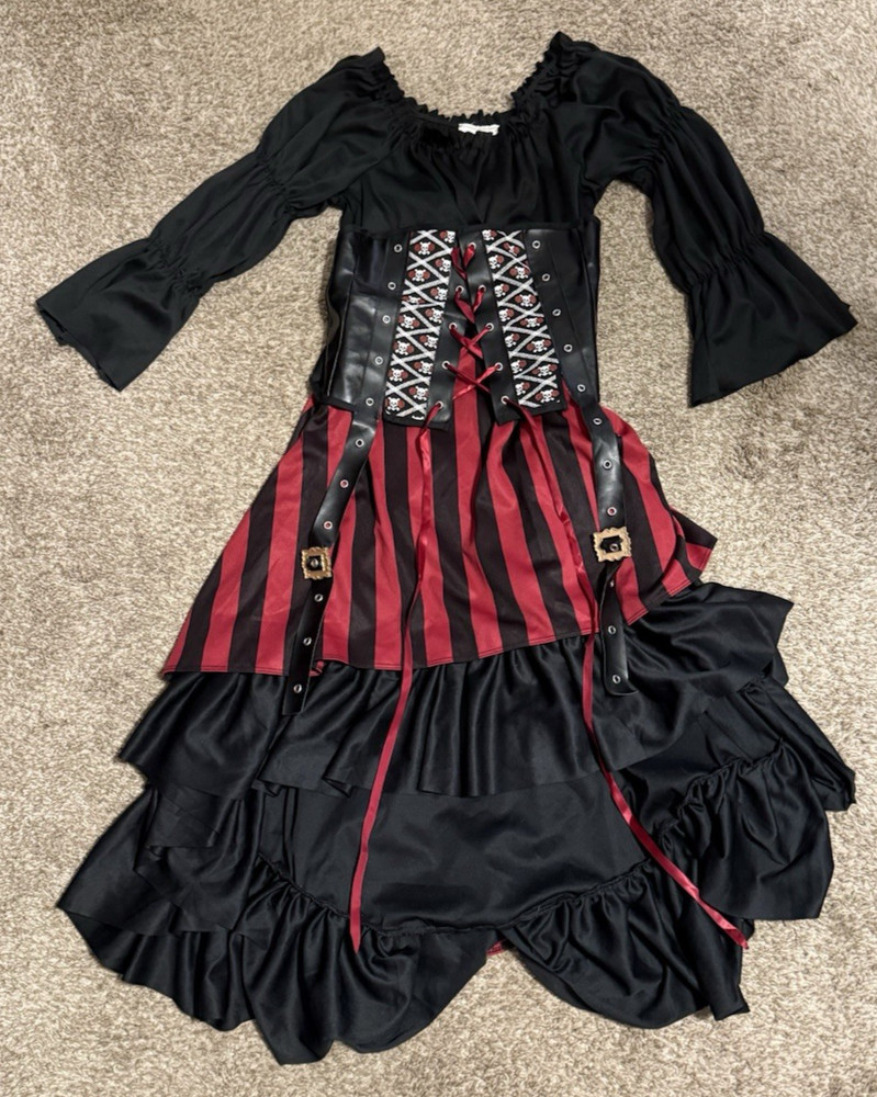 California Costumes Women's Medium Black Red Pirate Dress with Corset