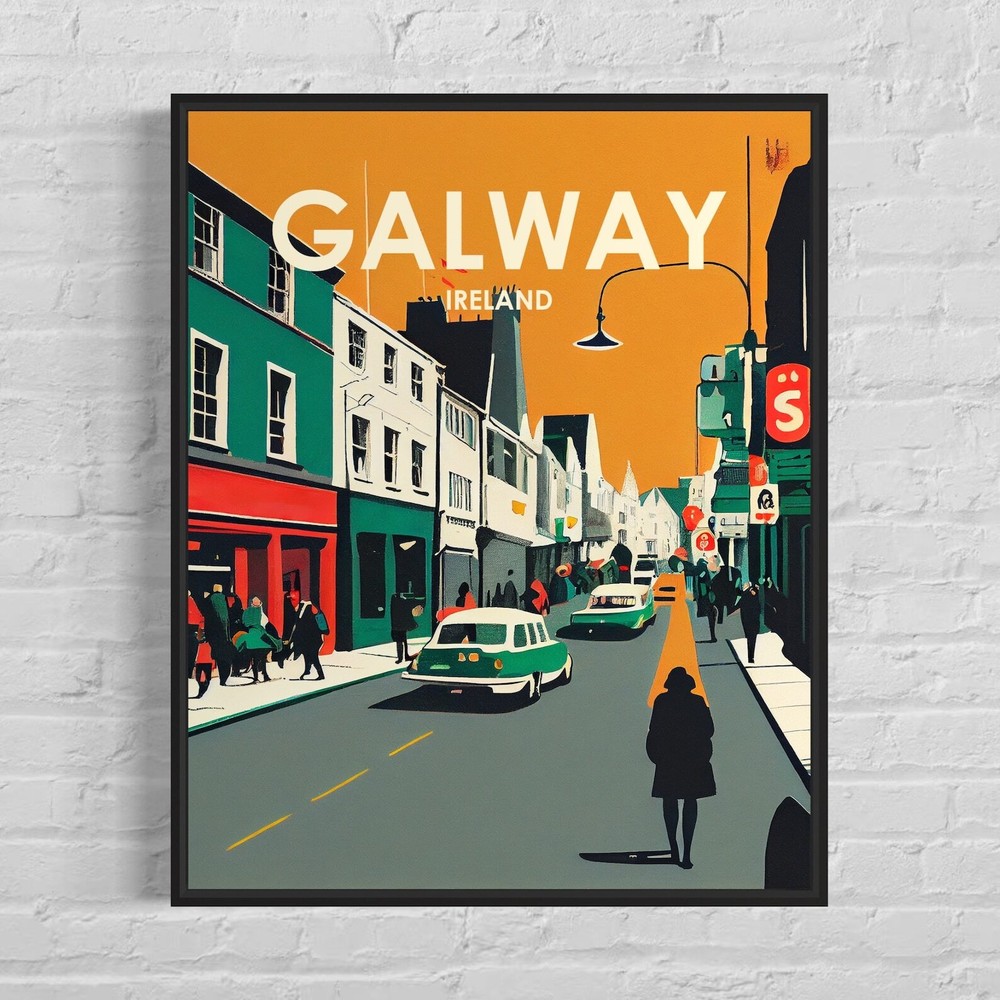 Galway Ireland Retro Art Print Galway Ireland Wall Art Illustration Galway