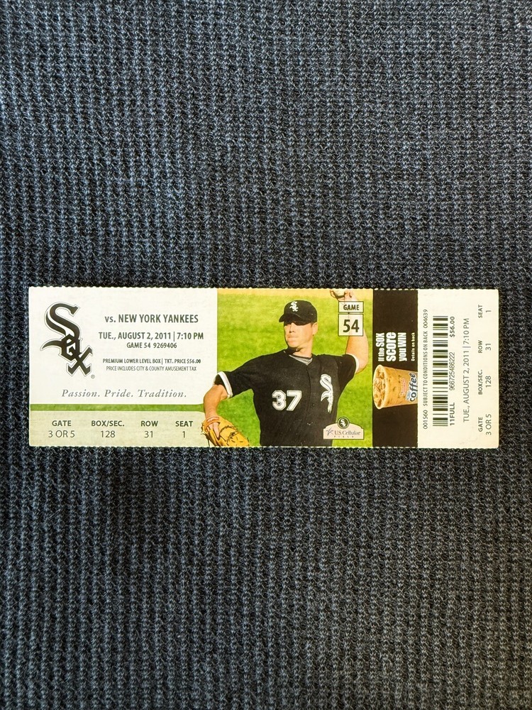 Chicago White Sox Vs NY Yankees August 2, 2011 Full Ticket Home Game