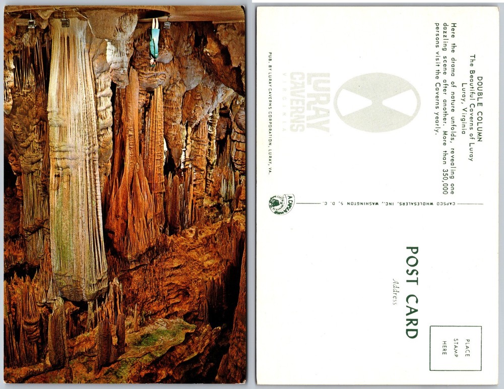 Double Column Luray Caverns Virginia Postcard