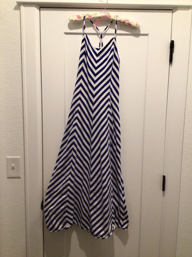 Polo Ralph Lauren Youth Large 12-14 Navy And White Striped Maxi