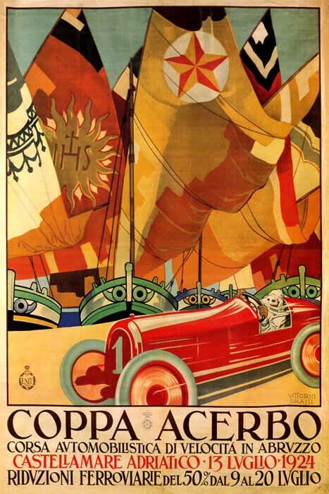 Italy Boat Automobile Car Race Coppa Acerbo Abruzzo Italia Vintage Poster Repro-image