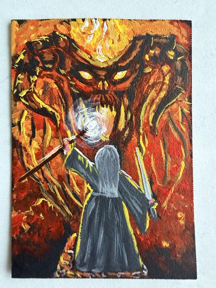 Aceo Original Balrog, Gendalf, Lord of The Rings “You Shall Not Pass!”