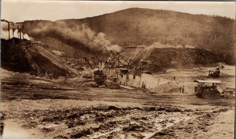 August 4, 1929, Wyman Dam, BINGHAM, Maine Real Photo