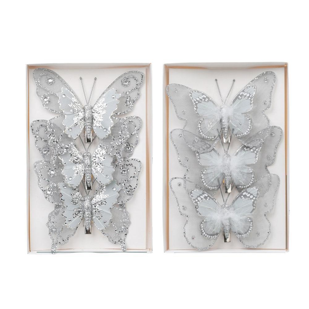 Christmas Tree Decorations Butterfly Glitter Xmas Ornaments Holiday Weddin T7N7