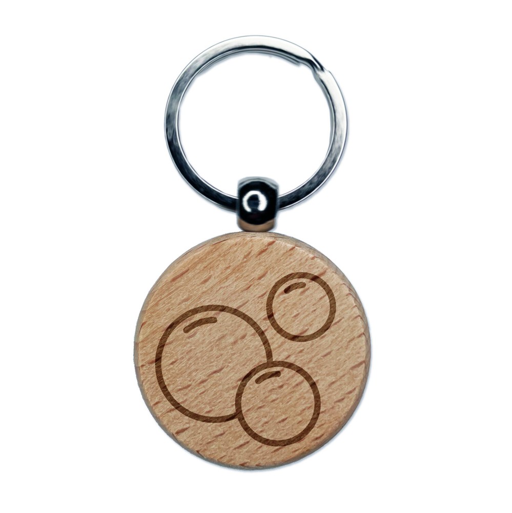 Soap Bubbles Engraved Wood Round Keychain Tag Charm