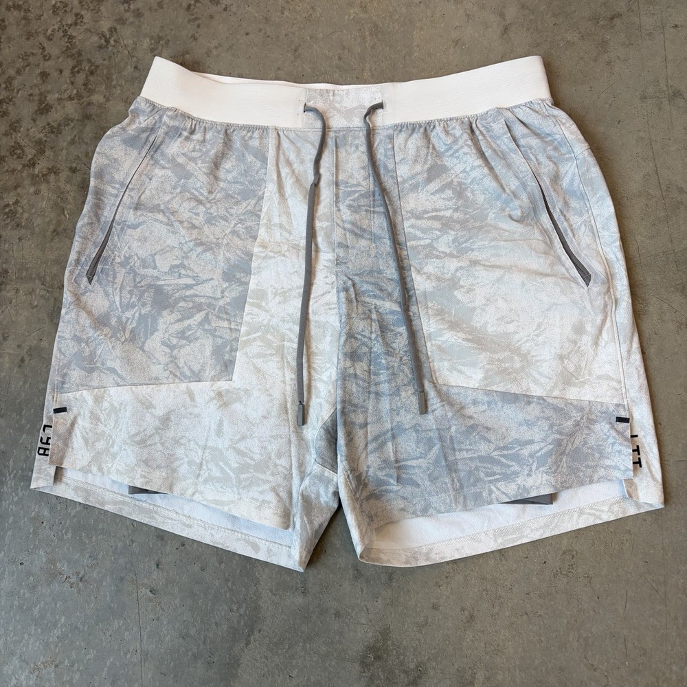 Lululemon License To Train Shorts Lined 7” Gray Marble Athletic Running Large
